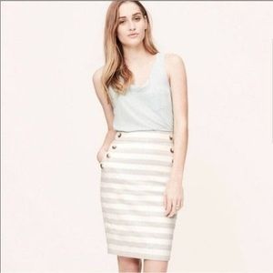 Loft Striped Pencil Sailor Button Skirt